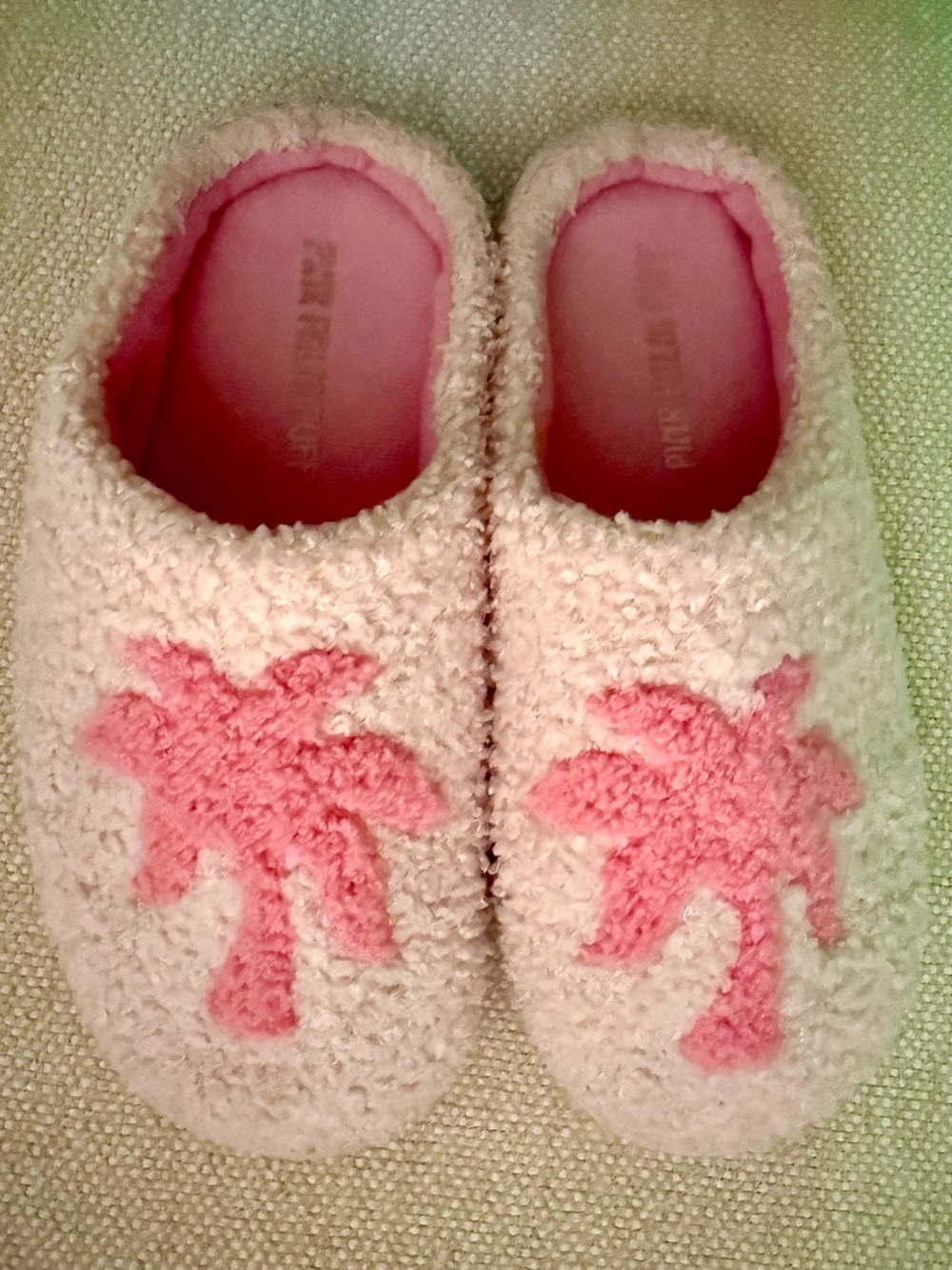 Pink Palm Puff Malibu Slippers in Blush Bay